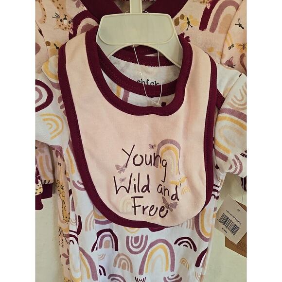 CHICKPEA Baby 3-PC. Cotton Bodysuit Pants & Bib Set 6/9 months - Picture 2 of 11